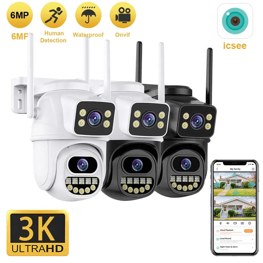 3K 6MP HD Wifi PTZ Camera Outdoor 4MP Dual Lens Dual Screen AI Auto Tracking IP Camera CCTV Audio Video Surveillance P2P iCSee
3K 6MP HD Wifi PTZ Camera Outdoor 4MP Dual Lens Dual Screen AI Auto Tracking IP Camera CCTV Audio Video Surveillance P2P iCSee