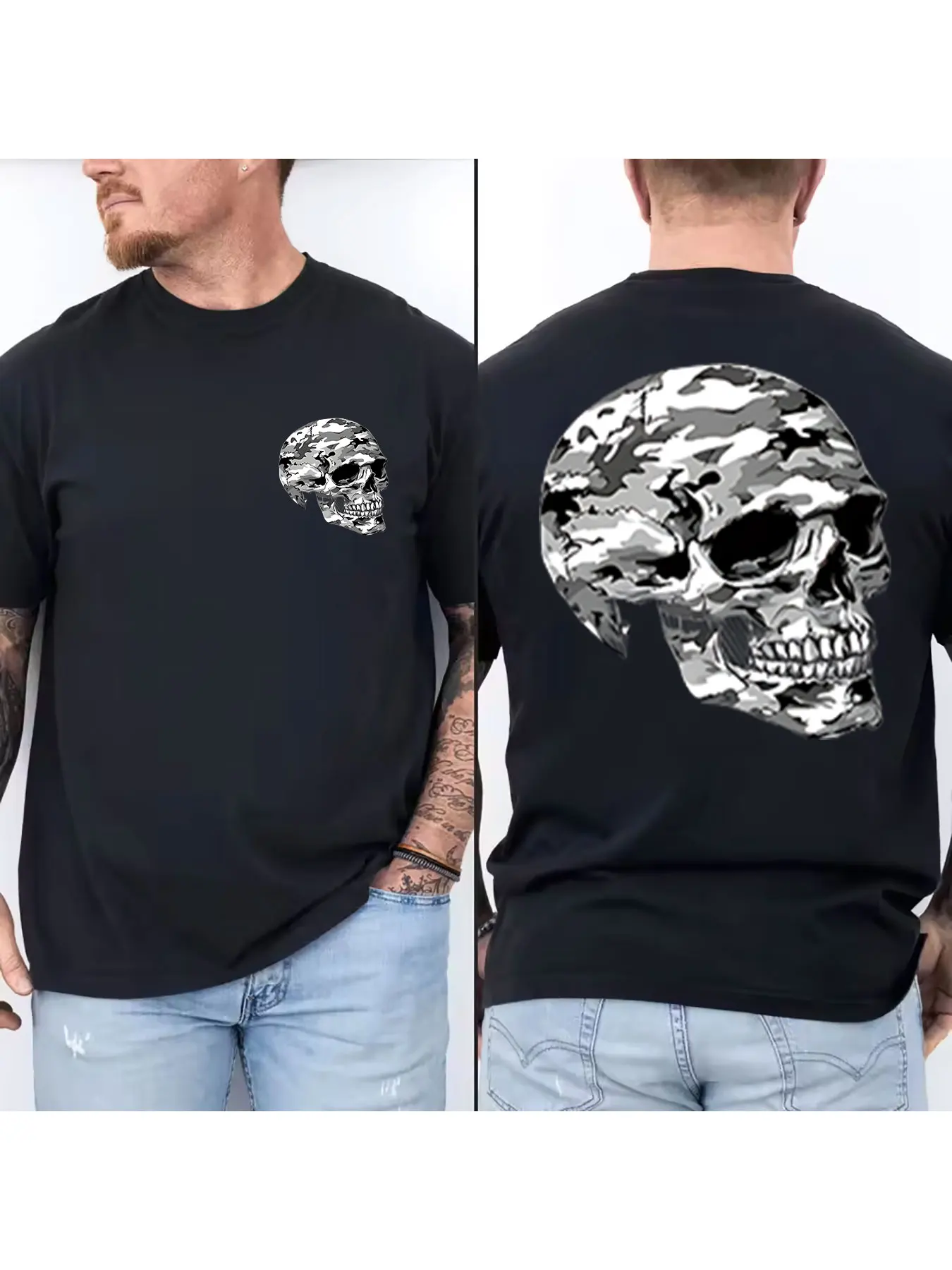 Men's Cotton Short Sleeve T-Shirt Camouflage Skull Graphic Print Casual Crew Neck Tees Lightweight Breathable Daily Wear Tops
Men's Cotton Short Sleeve T-Shirt Camouflage Skull Graphic Print Casual Crew Neck Tees Lightweight Breathable Daily Wear Tops