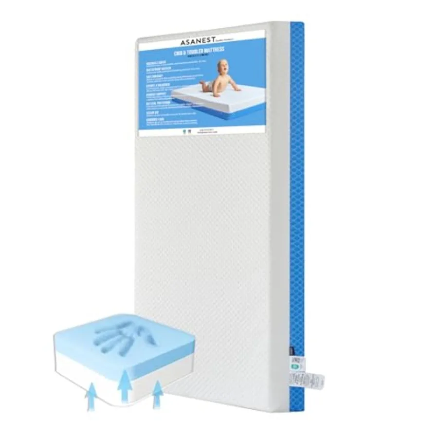 Crib baby bed mattress for infant and toddler, gel memory foam with breathable dual-sided comfort, white blue, removable cover,
Crib baby bed mattress for infant and toddler, gel memory foam with breathable dual-sided comfort, white blue, removable cover,