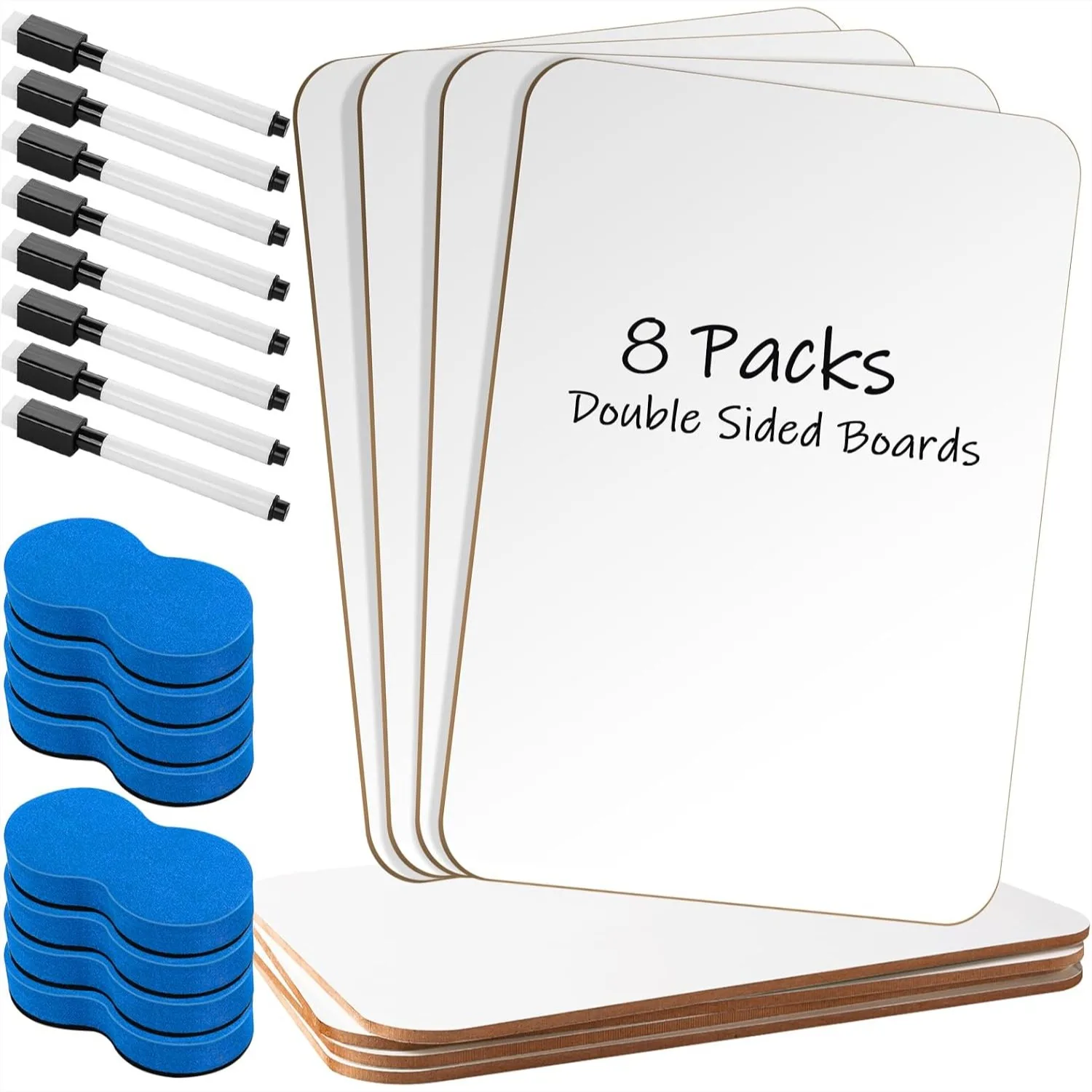 Mini Whiteboards Double Sided 8 Pack with Markers and Erasers for Classroom
Mini Whiteboards Double Sided 8 Pack with Markers and Erasers for Classroom