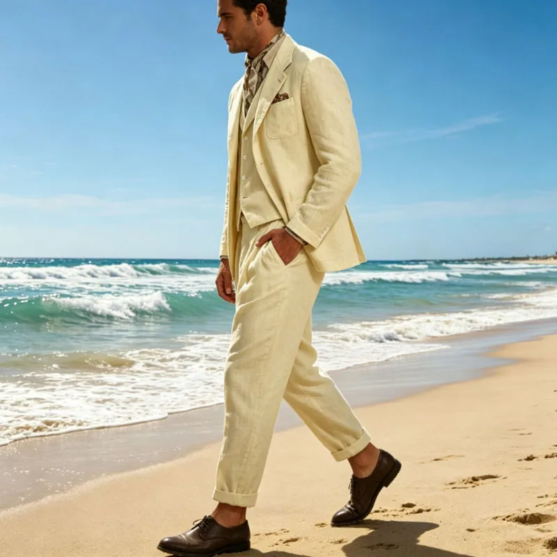 Italian Style Men's Linen 3 Piece Set Notch Lapel 2 buttons Blazer+Vest+Pants Breathable Lightweight Summer Casual Business Suit
Italian Style Men's Linen 3 Piece Set Notch Lapel 2 buttons Blazer+Vest+Pants Breathable Lightweight Summer Casual Business Suit