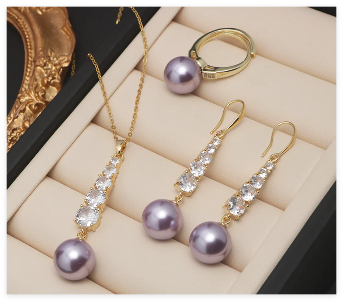 Pearl Bridal Jewelry Sets For Women Wedding Necklace And Earring Ring Set 3pcs Zircon Pearl Pendant Necklace Drop Earring Gift
Pearl Bridal Jewelry Sets For Women Wedding Necklace And Earring Ring Set 3pcs Zircon Pearl Pendant Necklace Drop Earring Gift