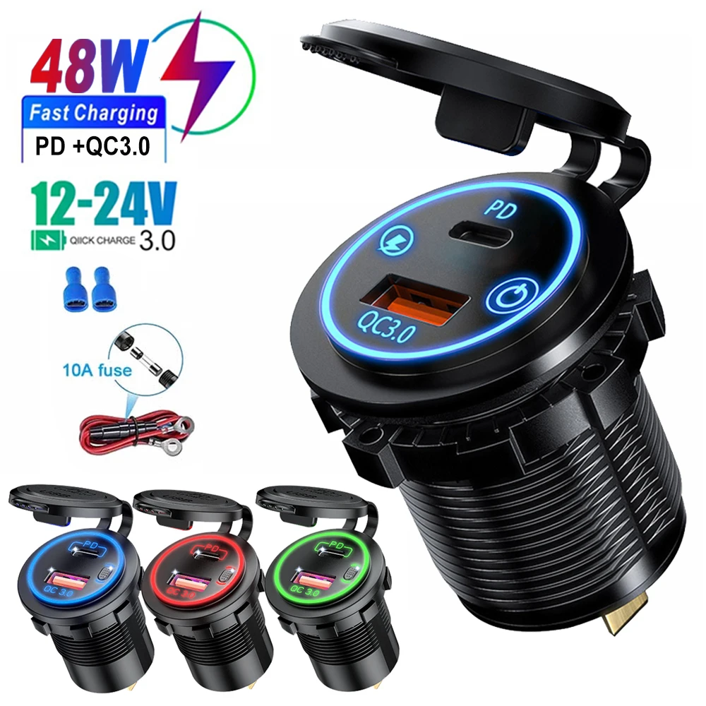 Dual USB Car Charger 12V 24V Cigarette lighter Socket Adapter Fast Charging Port Outlet with Switch For Car Motorcycle Truck RV
Dual USB Car Charger 12V 24V Cigarette lighter Socket Adapter Fast Charging Port Outlet with Switch For Car Motorcycle Truck RV