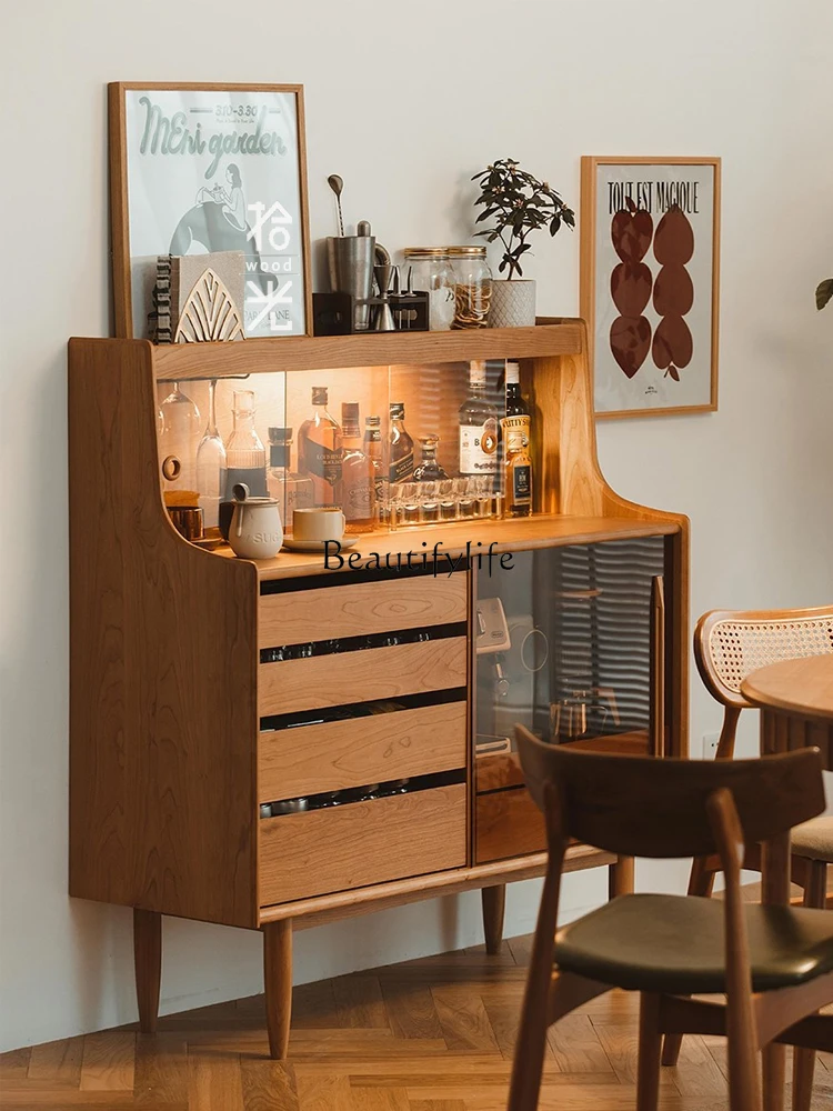 Solid wood dining side glass wine cabinet living room wall locker simple modern style
Solid wood dining side glass wine cabinet living room wall locker simple modern style