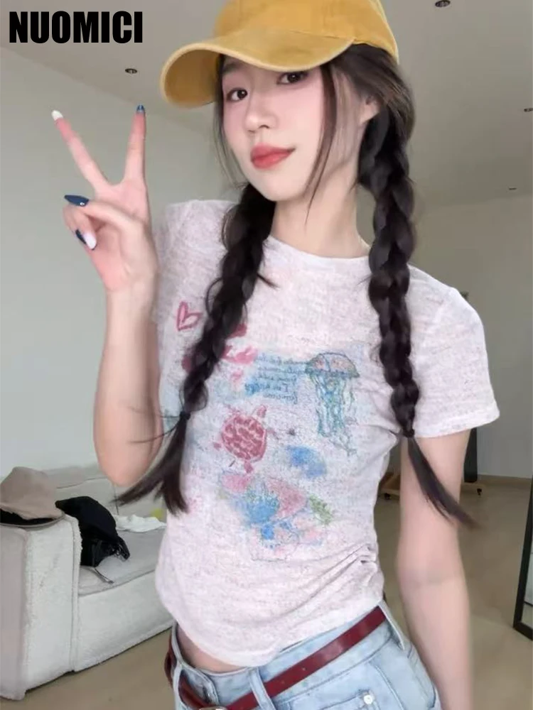 NUOMICI Korean Round Neck Short Print Cartoon Graffiti Short Sleeve T-shirt Women Summer Slim Fit Thin Playful Cute Niche Tops
NUOMICI Korean Round Neck Short Print Cartoon Graffiti Short Sleeve T-shirt Women Summer Slim Fit Thin Playful Cute Niche Tops