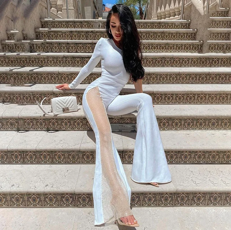 2023 New Spring Fashion Lady Solid Color One-shoulder Jumpsuits Sexy Mesh Hollow Out High Waist Long Trousers Women Bodysuit
2023 New Spring Fashion Lady Solid Color One-shoulder Jumpsuits Sexy Mesh Hollow Out High Waist Long Trousers Women Bodysuit