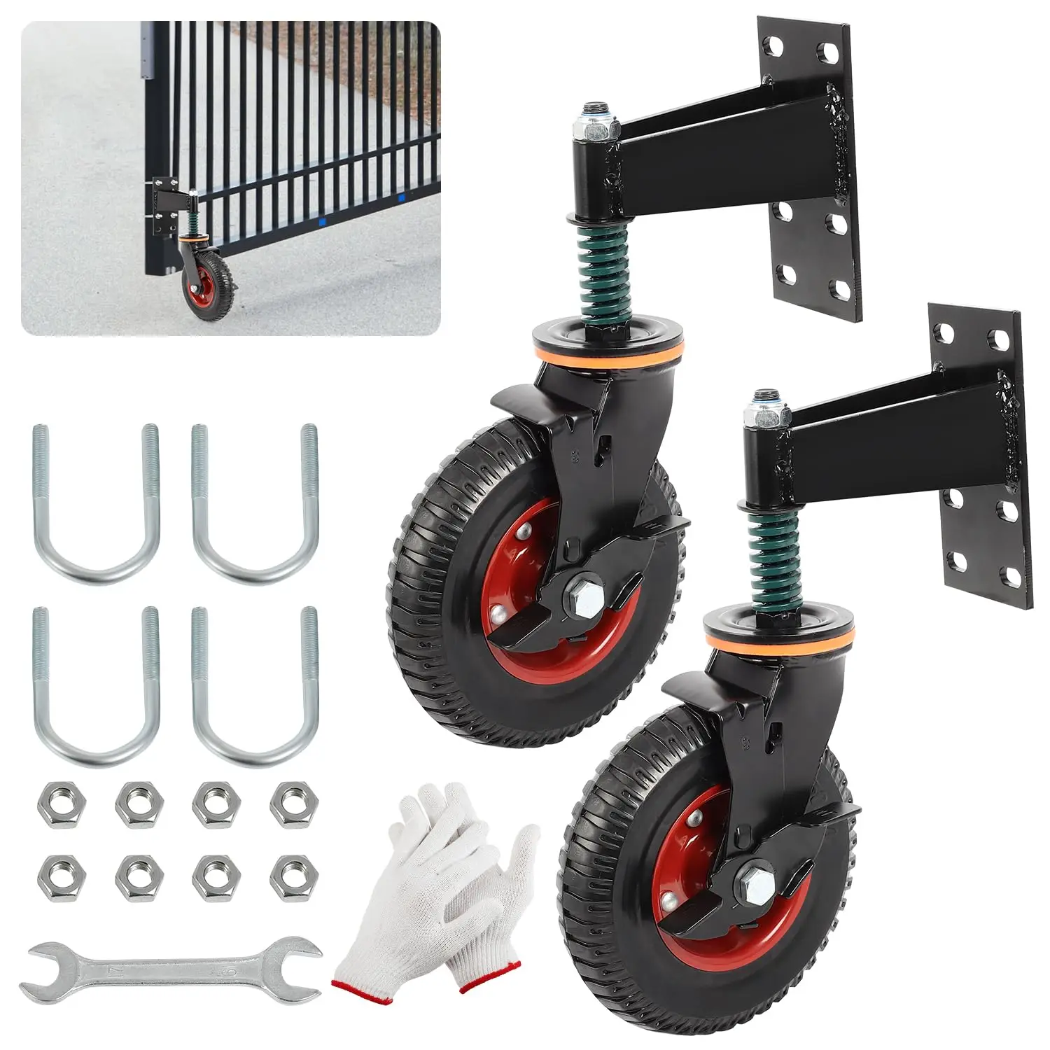 2 Pack 8inch Gate Wheel with Brake Moves Smoothly Fence Gate Wheel, 600Lb Capacity 360 Degree Rotation Gate Wheels
2 Pack 8inch Gate Wheel with Brake Moves Smoothly Fence Gate Wheel, 600Lb Capacity 360 Degree Rotation Gate Wheels