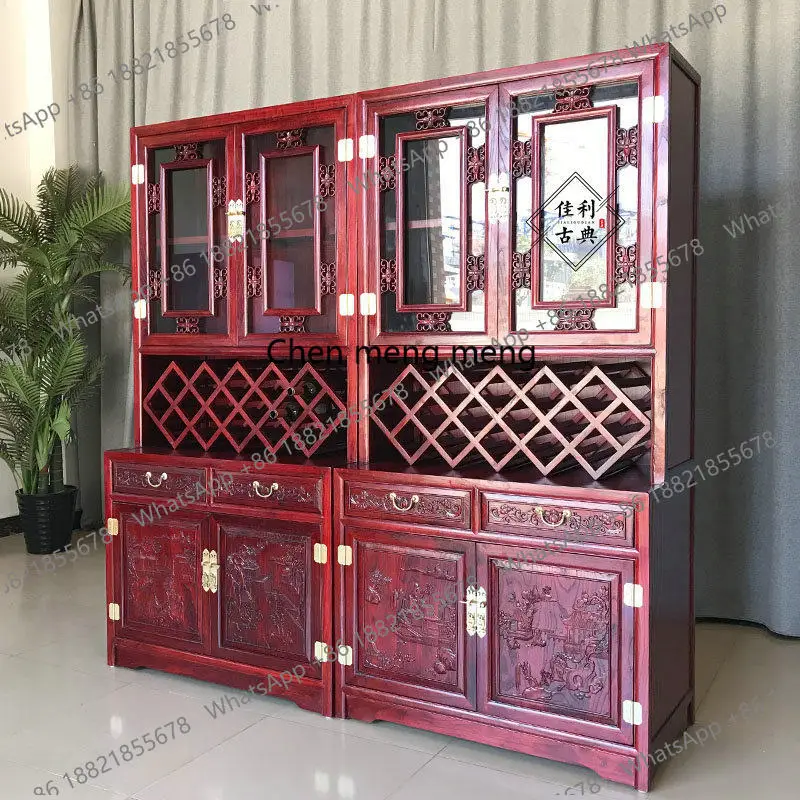 Solid wood Chinese living room two three door wine cabinet old elm partition locker carving
Solid wood Chinese living room two three door wine cabinet old elm partition locker carving