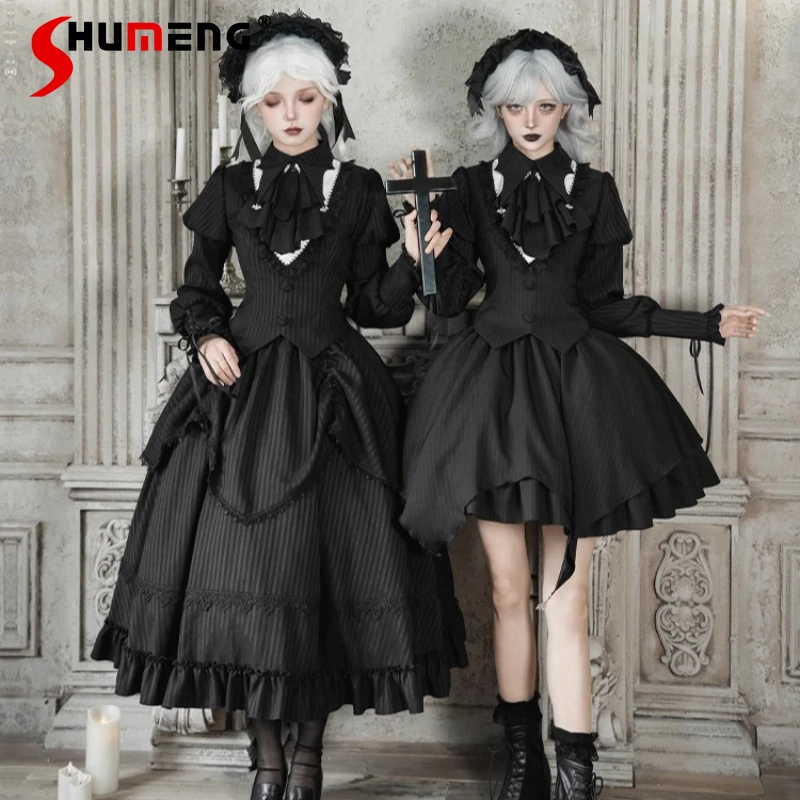 Original Gothic Dark Lolita Dress Set Spring Autumn New Women's Slim Fit Shirt Long Skirt Set French Elegant Court Retro Dress
Original Gothic Dark Lolita Dress Set Spring Autumn New Women's Slim Fit Shirt Long Skirt Set French Elegant Court Retro Dress