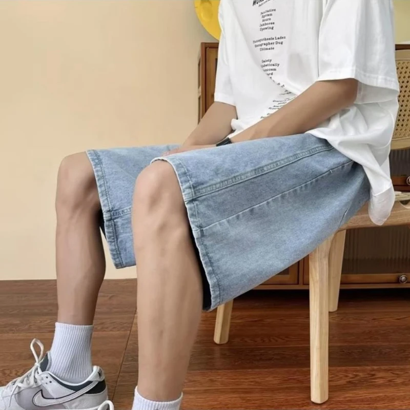 Hong Kong Style Men's Washed Denim Shorts Elastic Waist Loose Fit Plus Size Summer Lightweight Mid-Length Hip Hop
Hong Kong Style Men's Washed Denim Shorts Elastic Waist Loose Fit Plus Size Summer Lightweight Mid-Length Hip Hop