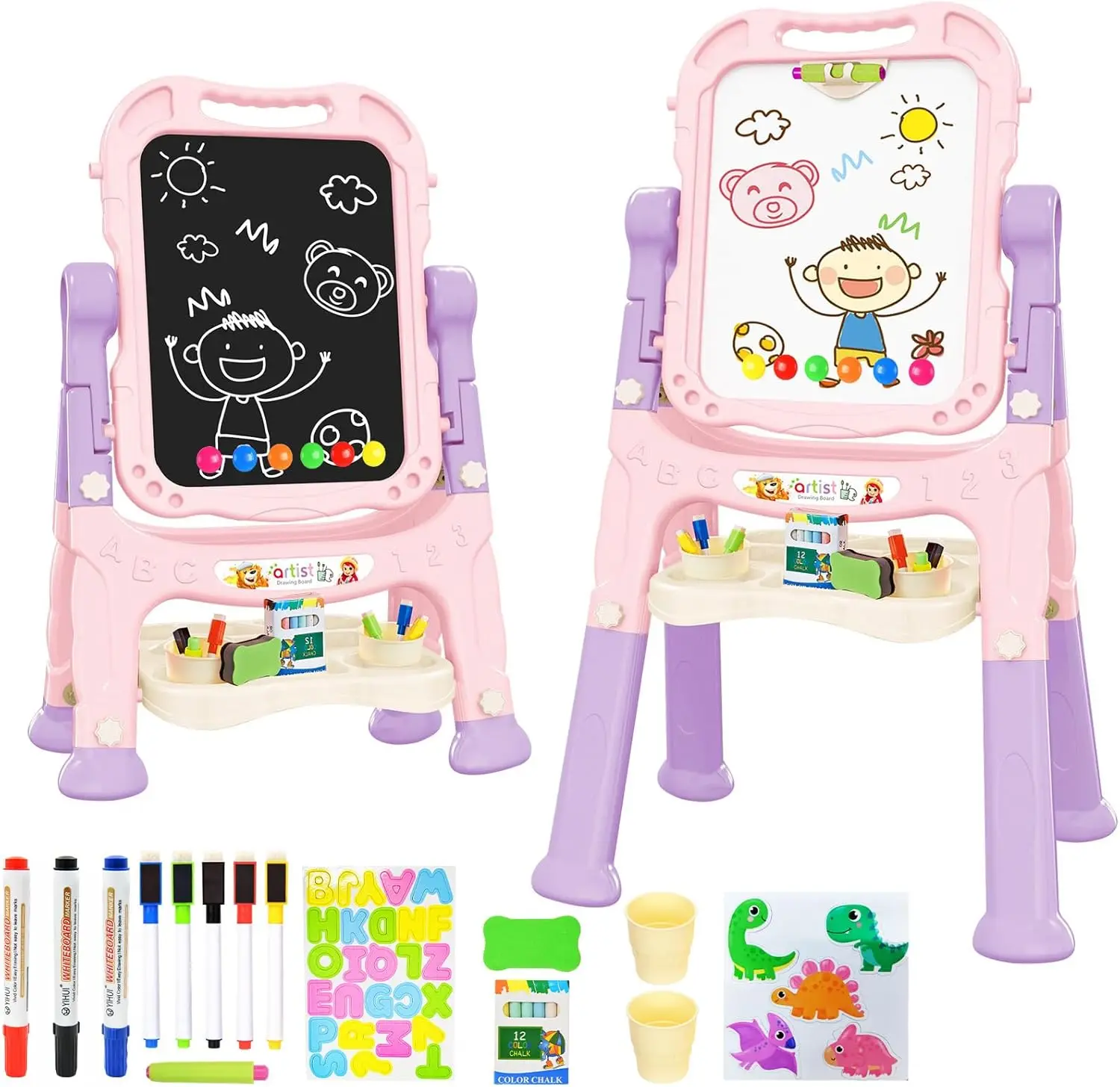 Регулируемый мольберт для рисования с двойной магнитной доской, аксессуары для рисования, подарок на день рождения (фиолетово-розовый)
Регулируемый мольберт для рисования с двойной магнитной доской, аксессуары для рисования, подарок на день рождения (фиолетово-розовый)