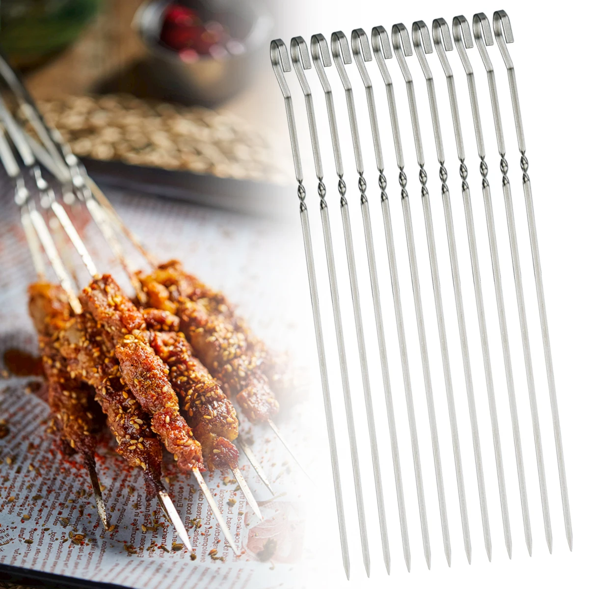 12Pcs Stainless Steel Barbecue Tag With Flat Tag Barbecue Needle Outdoor Barbecue Practical Supplies
12Pcs Stainless Steel Barbecue Tag With Flat Tag Barbecue Needle Outdoor Barbecue Practical Supplies