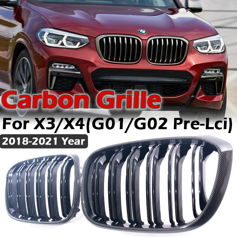 Carbon Fiber Look Kidney Replacement Gloss Black Single Double Grill Grille For BMW G01 X3 G02 X4 2018-2022 Front Racing Grills
Carbon Fiber Look Kidney Replacement Gloss Black Single Double Grill Grille For BMW G01 X3 G02 X4 2018-2022 Front Racing Grills