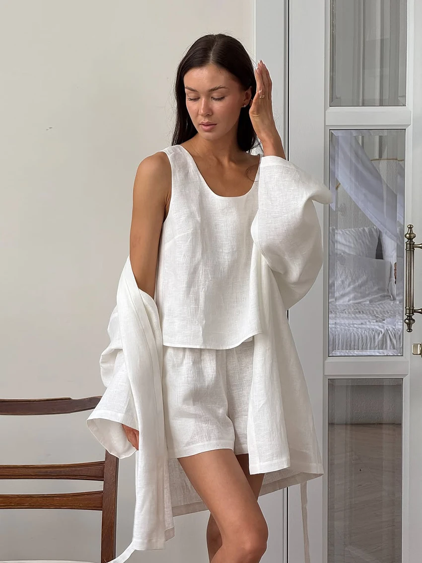 Marthaqiqi Cotton Women Nightwear 3 Piece Set Long Sleeve Nightie V-Neck Bathrobe Tank Top Pajamas Shorts Casual Nightgowns Suit
Marthaqiqi Cotton Women Nightwear 3 Piece Set Long Sleeve Nightie V-Neck Bathrobe Tank Top Pajamas Shorts Casual Nightgowns Suit