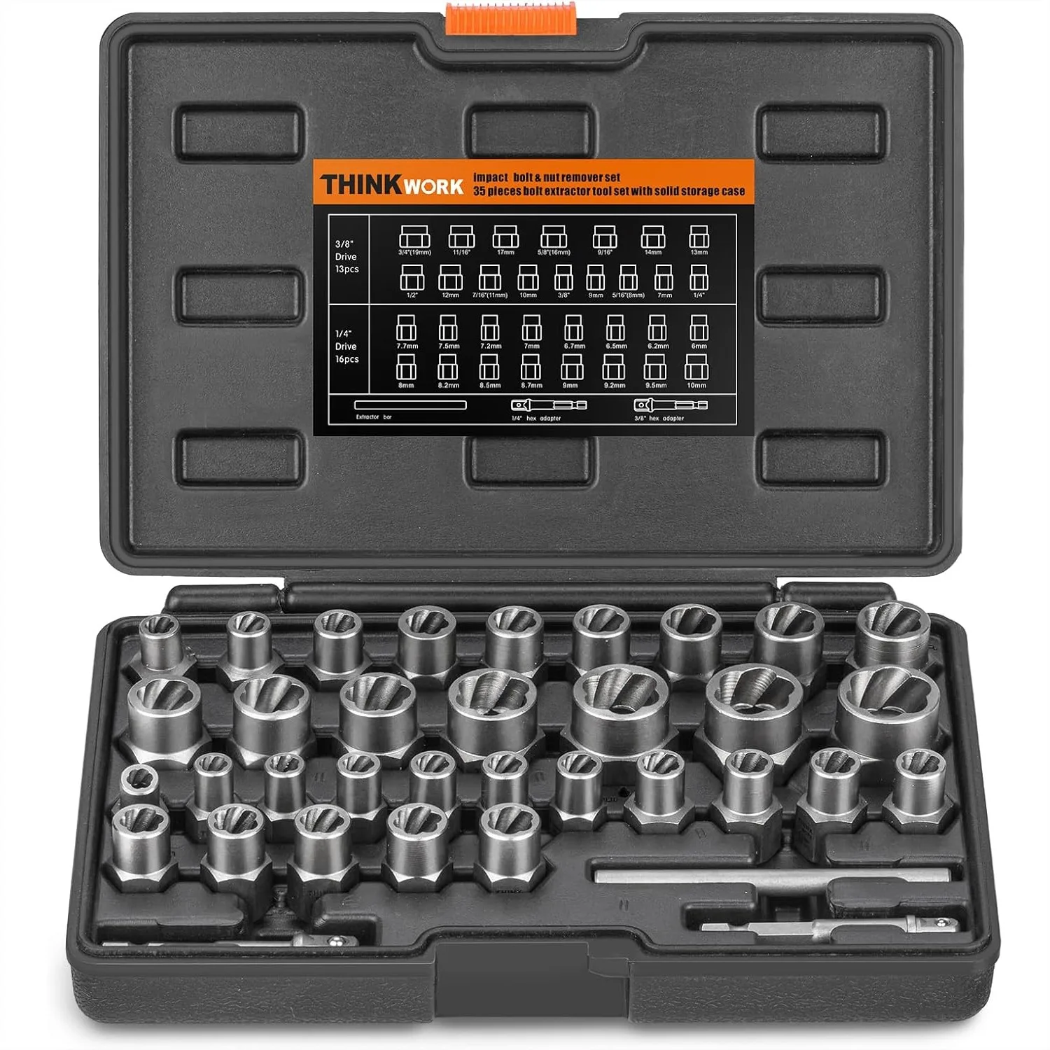 Easy Out Bolt Extractor Kit 35 PCS Nut Remover Socket Set 1/4 and 3/8 Drive for Damaged Broken Rusted Rounded Bolts
Easy Out Bolt Extractor Kit 35 PCS Nut Remover Socket Set 1/4 and 3/8 Drive for Damaged Broken Rusted Rounded Bolts