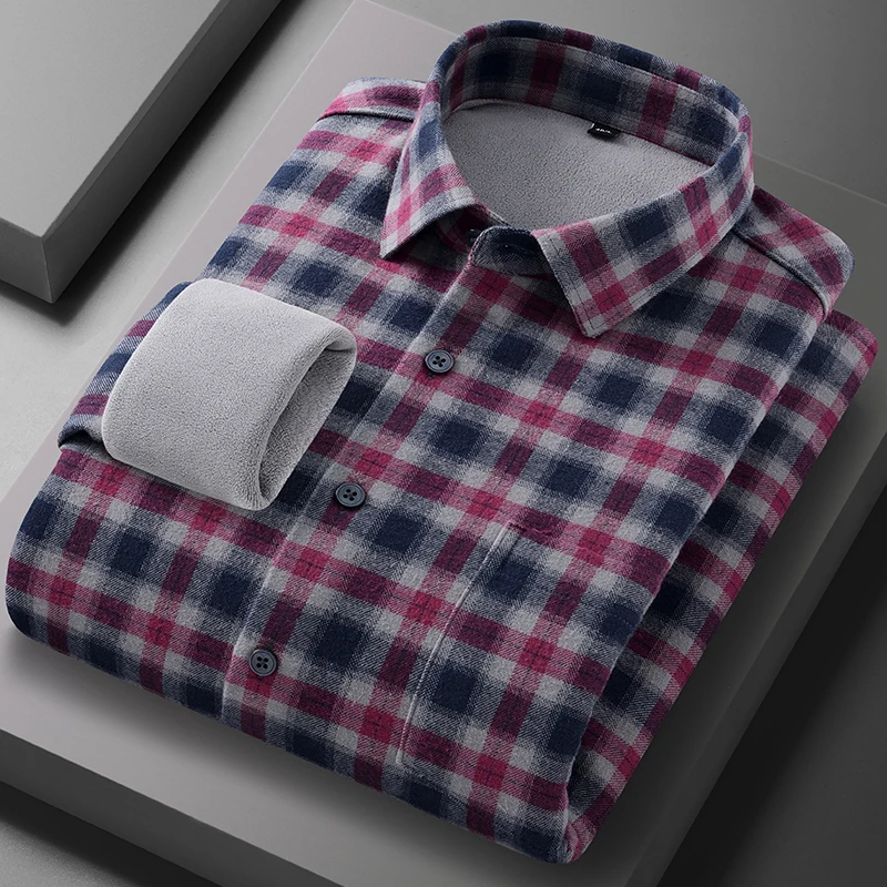 100%cotton brushed plaid long sleeve shirts for men Winter warm thicken casual shirt soft single pocket designer clothes
100%cotton brushed plaid long sleeve shirts for men Winter warm thicken casual shirt soft single pocket designer clothes