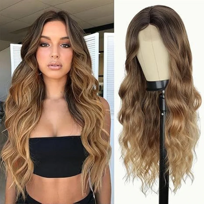 Fashion European and American for Women Long Curly Hair Small Middle Part Wig Highlighted S
Fashion European and American for Women Long Curly Hair Small Middle Part Wig Highlighted S