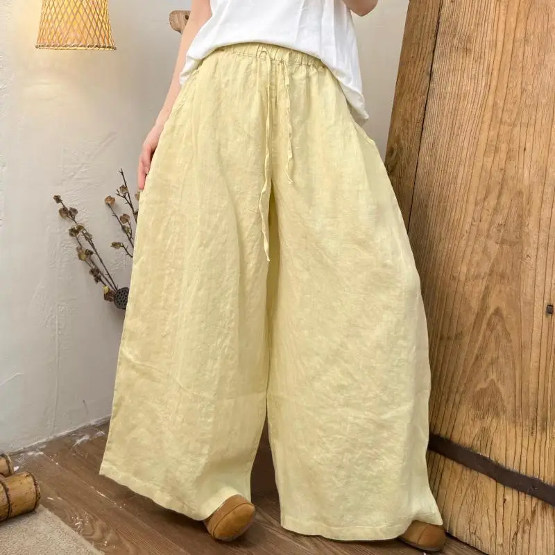 2025 New Art Style Spring Summer Women Elastic Waist Good Quality Cotton Linen Trousers Loose Casual Solid Wide Leg Pants TH159
2025 New Art Style Spring Summer Women Elastic Waist Good Quality Cotton Linen Trousers Loose Casual Solid Wide Leg Pants TH159