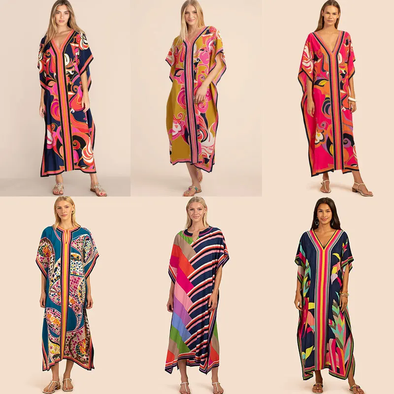 Vintage Cover-ups Boho Clothing Beach Outfits For Women Long Loose Dress Fashion Print Summer Night Club Swim Cover Up Festival
Vintage Cover-ups Boho Clothing Beach Outfits For Women Long Loose Dress Fashion Print Summer Night Club Swim Cover Up Festival