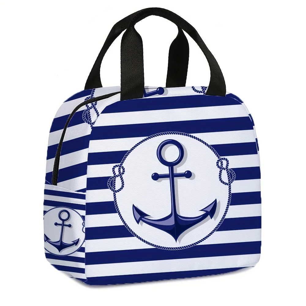 Sea Blue Anchor Blue and White Striped Durable Oxford Cooler Tote and Outdoor Picnics Lunch Box Bags Ordinary Capacity
Sea Blue Anchor Blue and White Striped Durable Oxford Cooler Tote and Outdoor Picnics Lunch Box Bags Ordinary Capacity