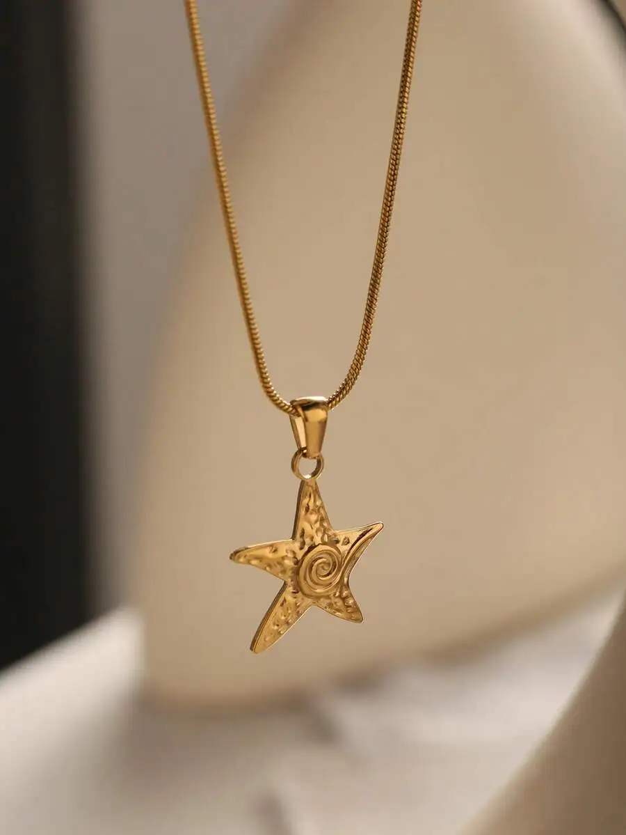 Minimalist Starfish Pendant Necklace With Spiral Design Stainless Steel Snake Chain
Minimalist Starfish Pendant Necklace With Spiral Design Stainless Steel Snake Chain