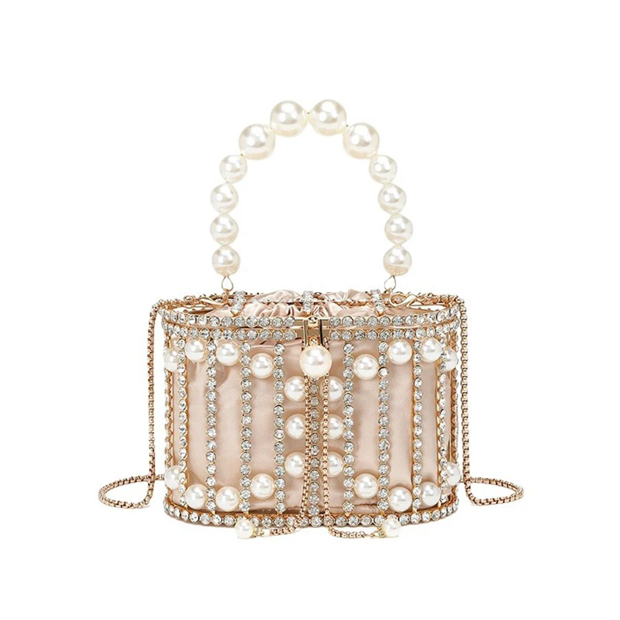 Luxury Designer Glod Metal Cage Pearl Beading Handle Women Handbag Evening Bag Wedding Party Clutch Purse Vegetable Basket Totes
Luxury Designer Glod Metal Cage Pearl Beading Handle Women Handbag Evening Bag Wedding Party Clutch Purse Vegetable Basket Totes