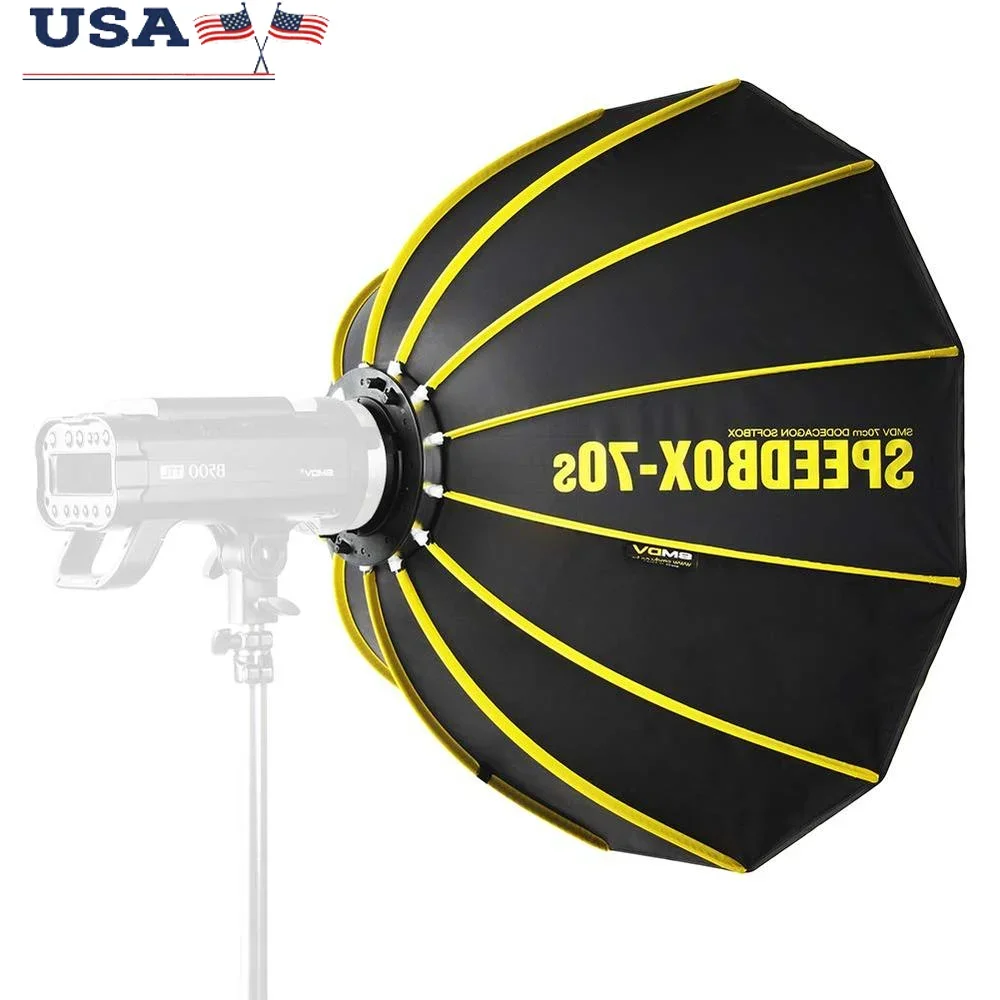 Speedbox70s Bowens Mount 28inch Portable Quick Folding Softbox Studio Photography Diffuser 12Sided Double Diffusion Panels Ideal
Speedbox70s Bowens Mount 28inch Portable Quick Folding Softbox Studio Photography Diffuser 12Sided Double Diffusion Panels Ideal