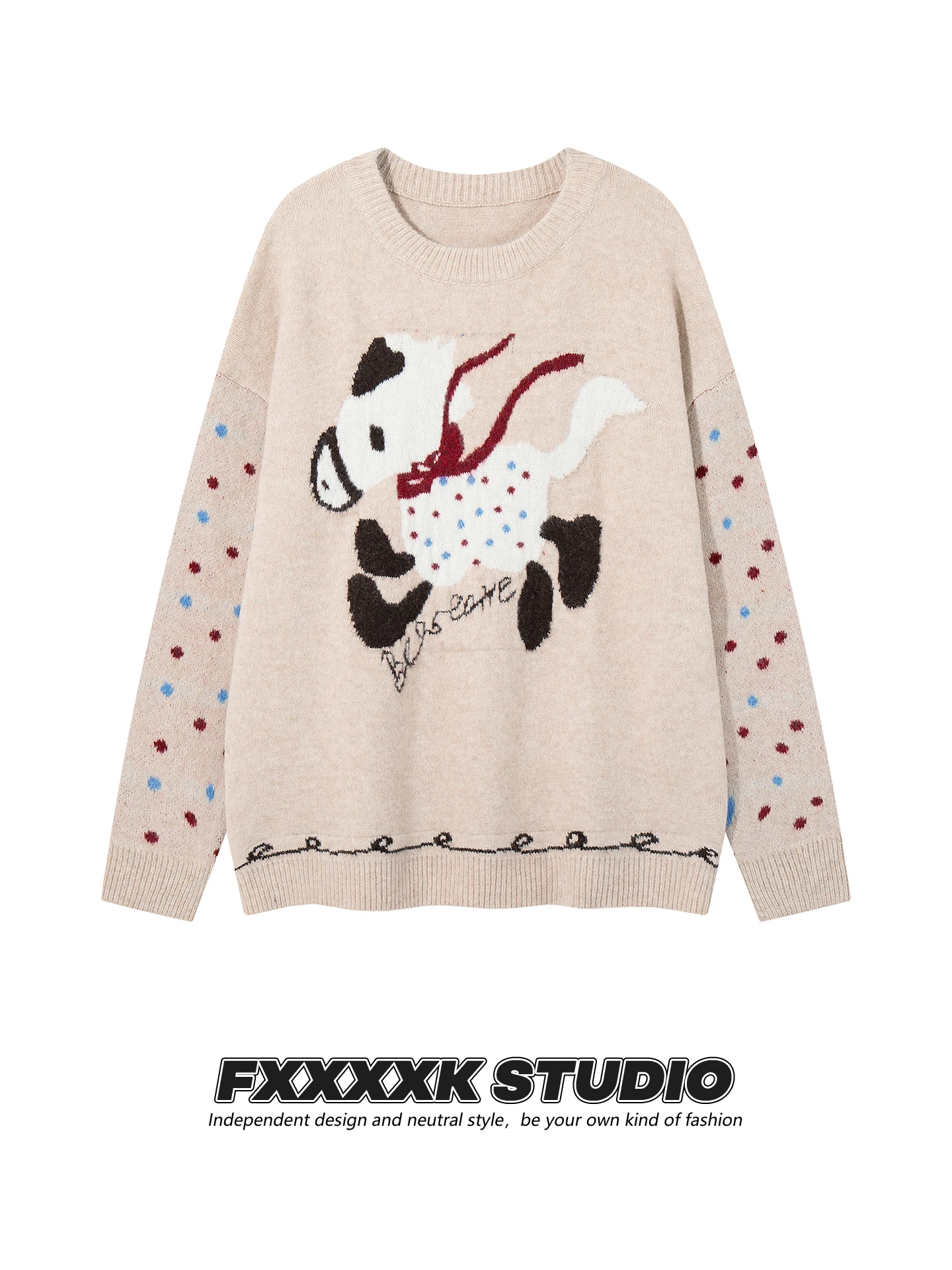 Original FXK Retro American Trendy Brand Fun Cute Embroidery Polka Dot Loose Couple Knitted Sweater Autumn Sweet Sle
Original FXK Retro American Trendy Brand Fun Cute Embroidery Polka Dot Loose Couple Knitted Sweater Autumn Sweet Sle