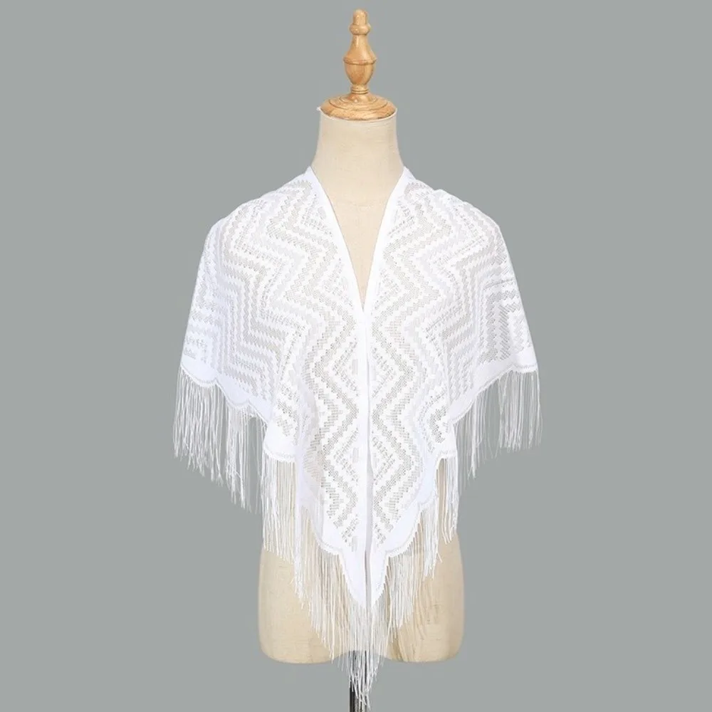 Luxury Polyester Lace Hollow Scarf Embroidery Transparent Tassel Triangle Shawl Pure Color White Mesh Scarves Women
Luxury Polyester Lace Hollow Scarf Embroidery Transparent Tassel Triangle Shawl Pure Color White Mesh Scarves Women