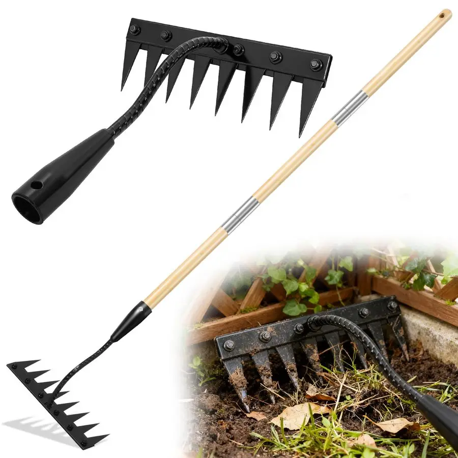 Инструмент для съемника с длинной ручкой, изготовленный из настоящего бамбука, стальная головка с 8 зубцами и граблими для прополки. Ручной инструмент для удаления прополки.
Инструмент для съемника с длинной ручкой, изготовленный из настоящего бамбука, стальная головка с 8 зубцами и граблими для прополки. Ручной инструмент для удаления прополки.