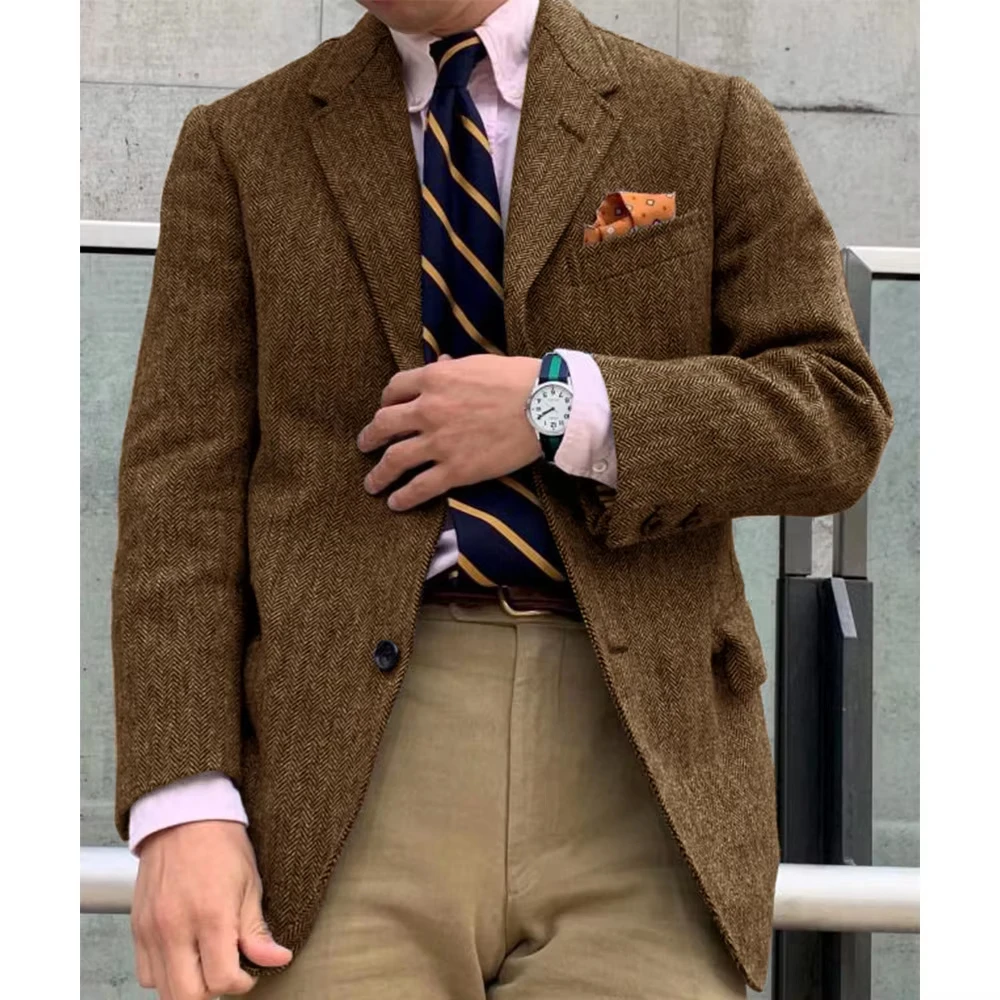 Men's Herringbone Suit Jacket Single Breasted Large Pockets Business Blazer Casual Loose Fashion Slim Best-Selling Man Coats
Men's Herringbone Suit Jacket Single Breasted Large Pockets Business Blazer Casual Loose Fashion Slim Best-Selling Man Coats