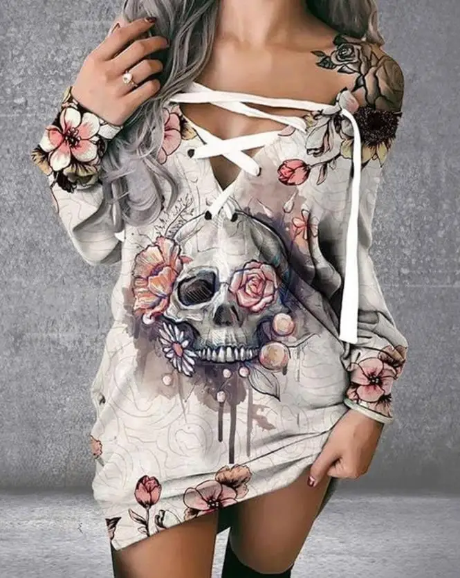 2026 Autumn Dresses for Women Halloween Skeleton Print Eyelet Lace-Up Sweatshirt Dress Vestido Casual Elegant Mini Dress
2026 Autumn Dresses for Women Halloween Skeleton Print Eyelet Lace-Up Sweatshirt Dress Vestido Casual Elegant Mini Dress