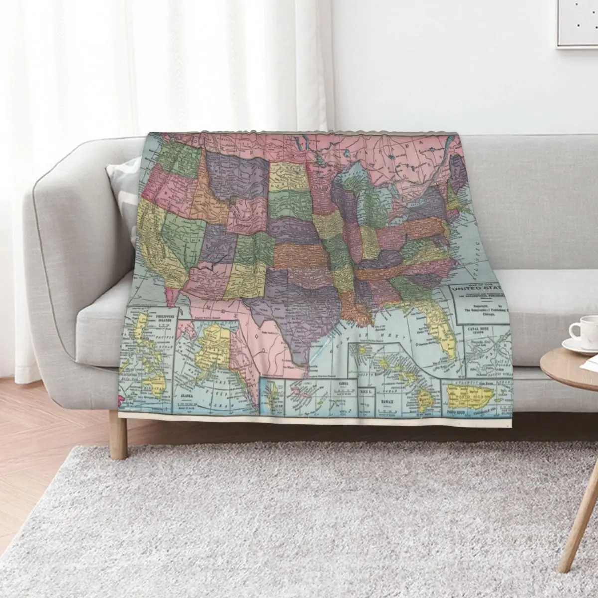 Old United States Map (1925) Vintage USA Atlas Throw Blanket Cozy Sofa Blanket for TV Watching Napping
Old United States Map (1925) Vintage USA Atlas Throw Blanket Cozy Sofa Blanket for TV Watching Napping