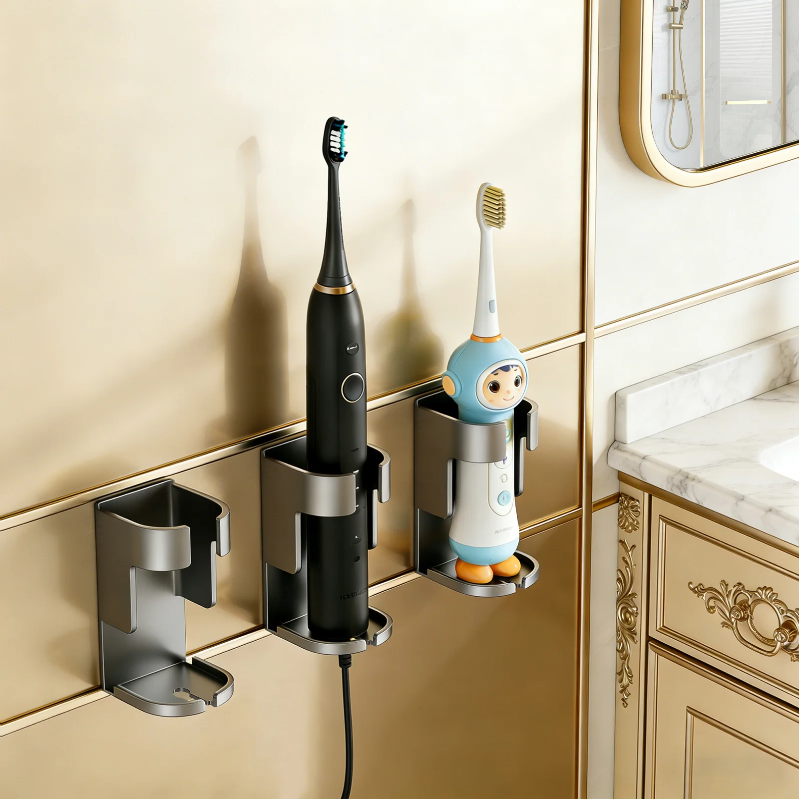 3pcs Gray Metal 4.4x4.2x7cm Punch-free Electric Toothbrush Racks Wall-mounted Storage Racks
3pcs Gray Metal 4.4x4.2x7cm Punch-free Electric Toothbrush Racks Wall-mounted Storage Racks