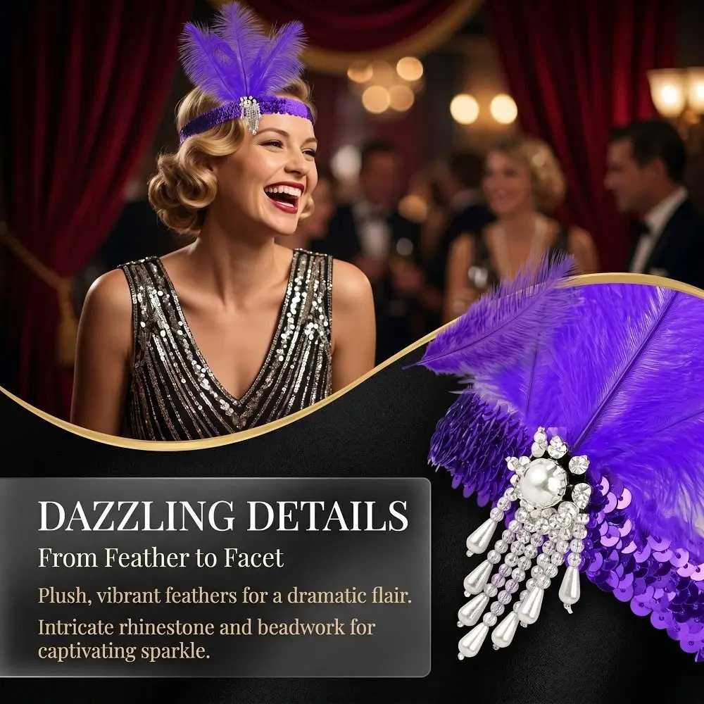 Trendy Retro Women's Feather Headband 1920s Sequin Feather Headpiece Decorative Colorful Girls Hair Hoop Halloween Costume
Trendy Retro Women's Feather Headband 1920s Sequin Feather Headpiece Decorative Colorful Girls Hair Hoop Halloween Costume
