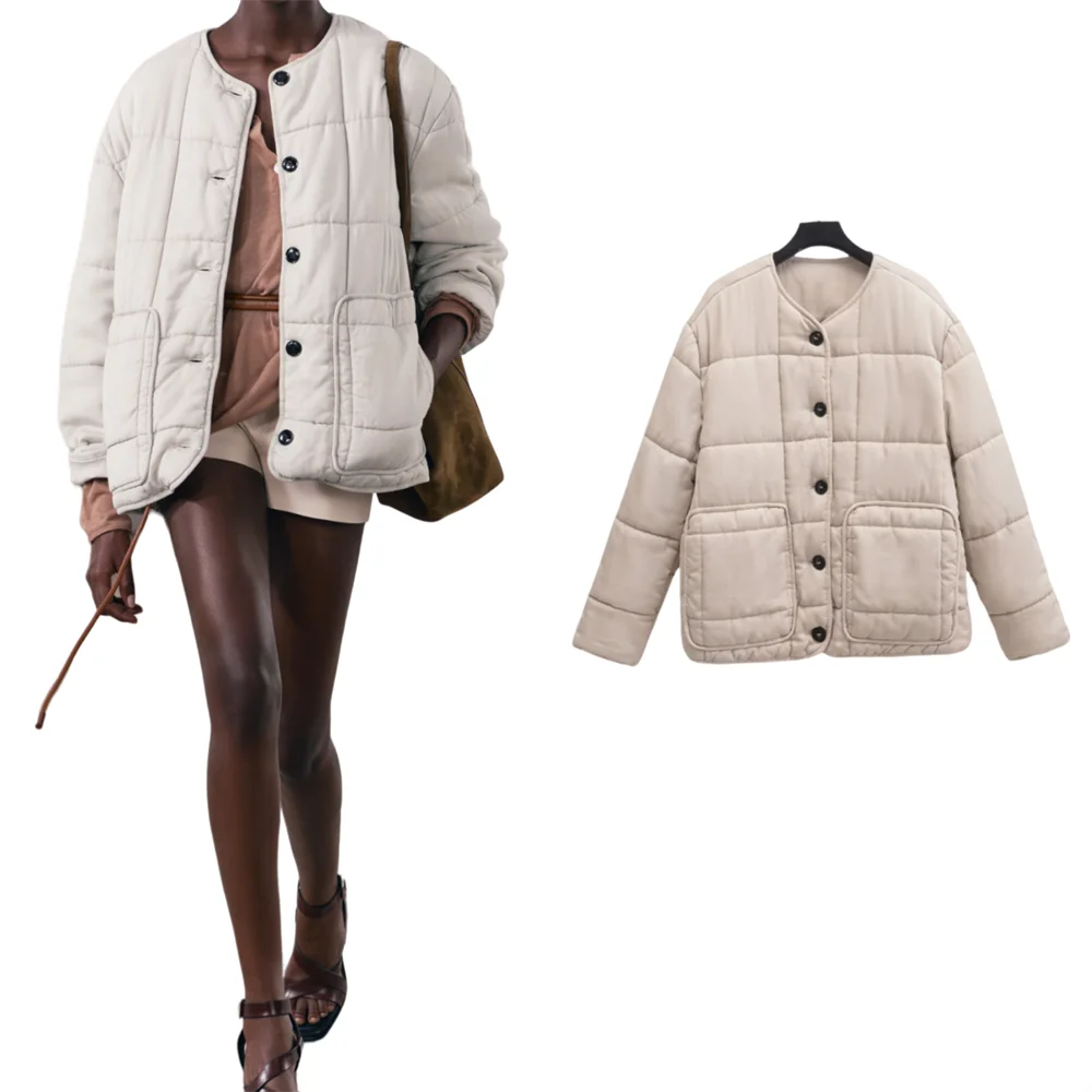 BM&MD&ZA2024 new summer women's simple round neck long sleeve casual quilted pressed grid Tencel fabric cotton jacket
BM&MD&ZA2024 new summer women's simple round neck long sleeve casual quilted pressed grid Tencel fabric cotton jacket