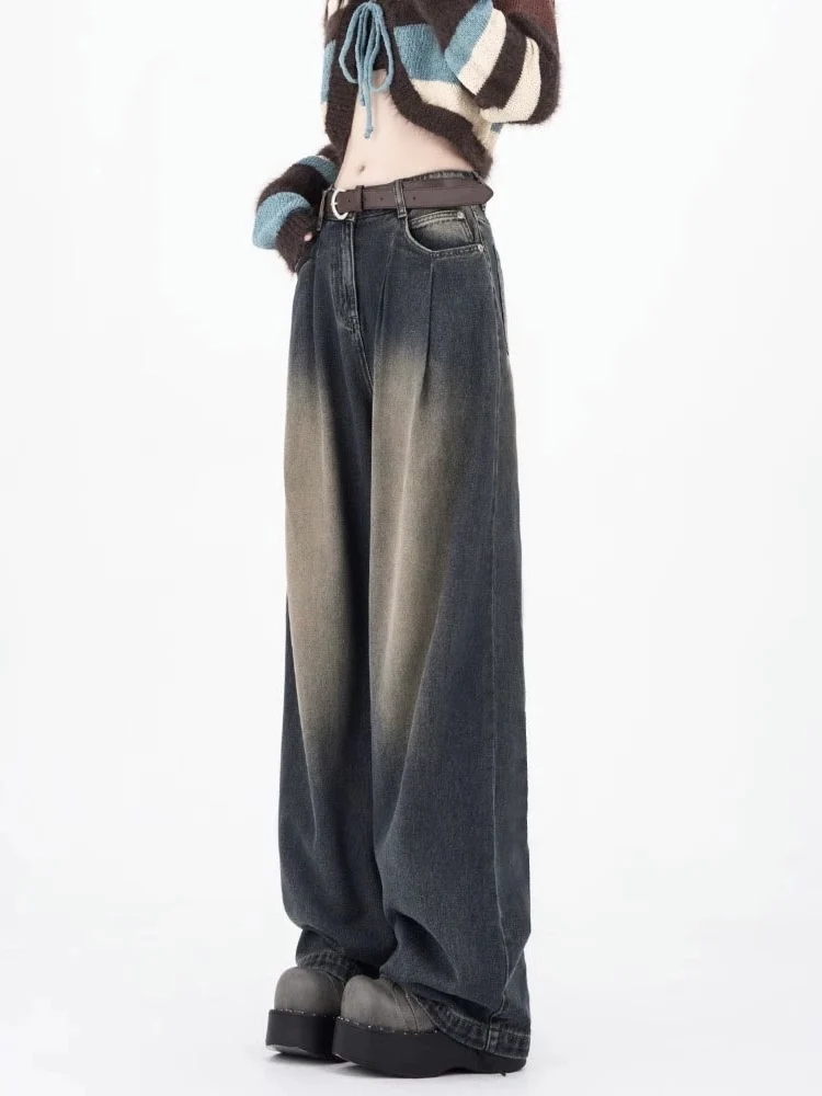 High Waist Wide Leg Jeans Women's Loose Fitting Slimming Vintage Spring Autumn Long Pants Folded Design Floor-Length Trousers
High Waist Wide Leg Jeans Women's Loose Fitting Slimming Vintage Spring Autumn Long Pants Folded Design Floor-Length Trousers