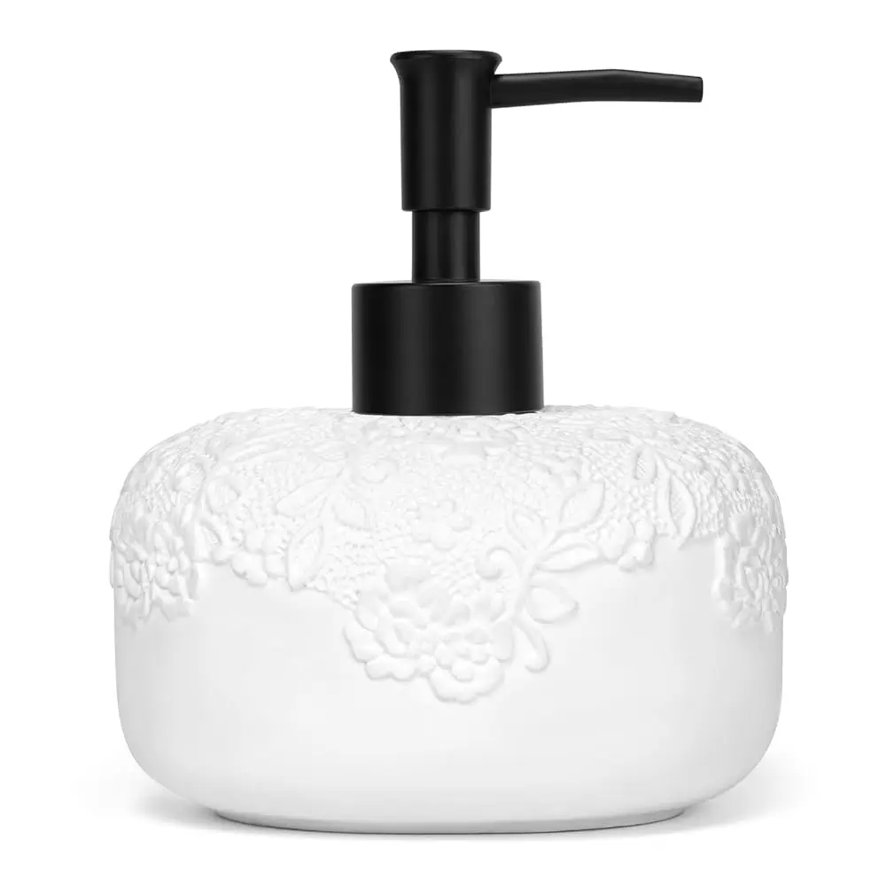 Ceramic White Liquid Soap Dispenser with Embossed Design Look, Soap Dispenser with Rust-Proof Plastic Pump 13.5oz for Bathroo
Ceramic White Liquid Soap Dispenser with Embossed Design Look, Soap Dispenser with Rust-Proof Plastic Pump 13.5oz for Bathroo