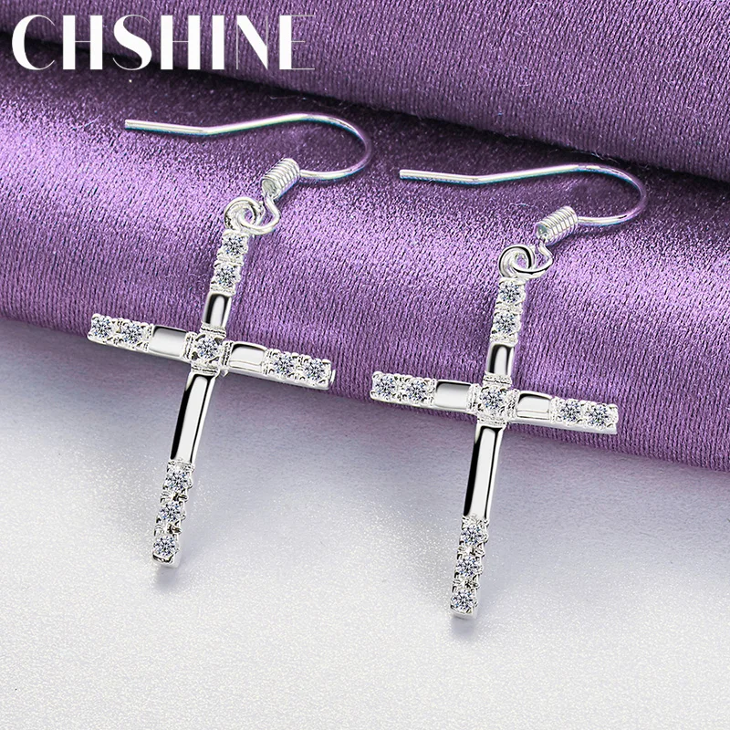 CHSHINE 925 Sterling Silver Cross Drop Earrings For Women Wedding Engagement Fashion Charm Jewelry
CHSHINE 925 Sterling Silver Cross Drop Earrings For Women Wedding Engagement Fashion Charm Jewelry
