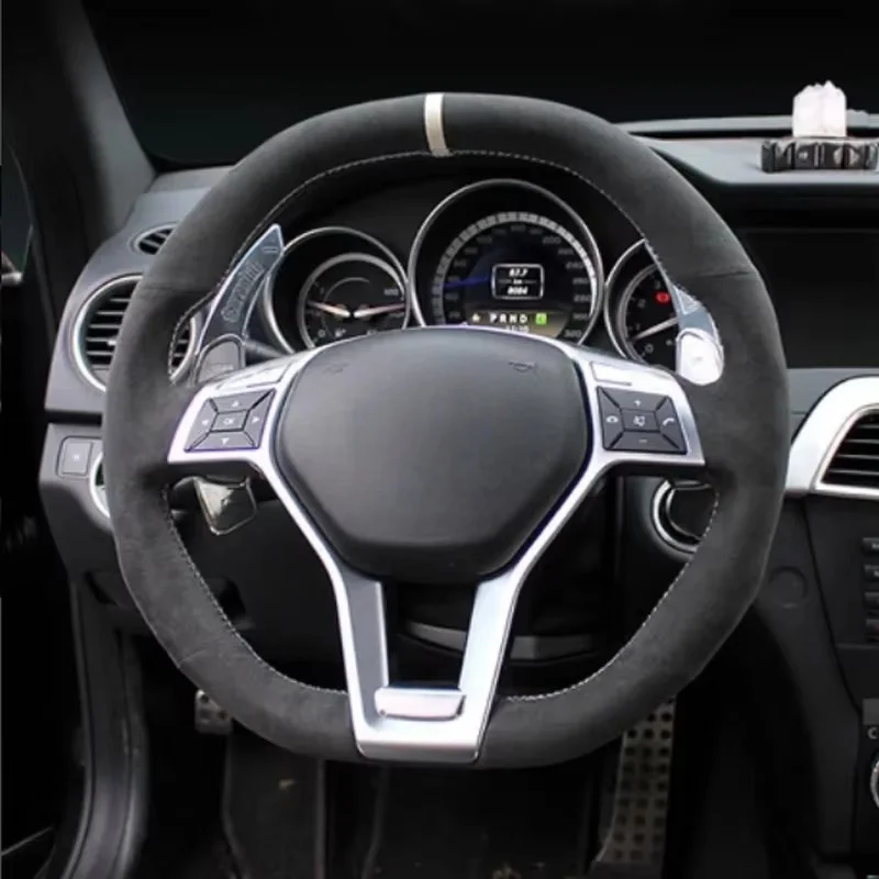 Замшевый кожаный чехол на руль автомобиля для Mercedes Benz A45 AMG W176 C63 W204 CLA C117, чехол на ручку салона, автомобильные аксессуары
Замшевый кожаный чехол на руль автомобиля для Mercedes Benz A45 AMG W176 C63 W204 CLA C117, чехол на ручку салона, автомобильные аксессуары