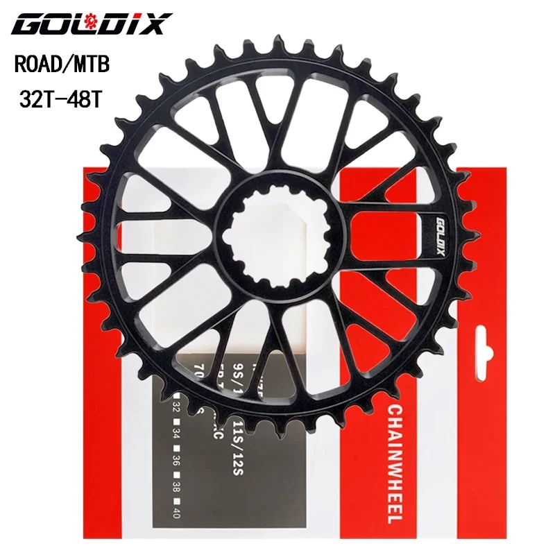 Сверхлегкая звездочка GOLDIX с прямым креплением — односкоростная звездочка с узкими и широкими зубьями, совместимая с шатуном для велосипеда MTB и ROAD
Сверхлегкая звездочка GOLDIX с прямым креплением — односкоростная звездочка с узкими и широкими зубьями, совместимая с шатуном для велосипеда MTB и ROAD