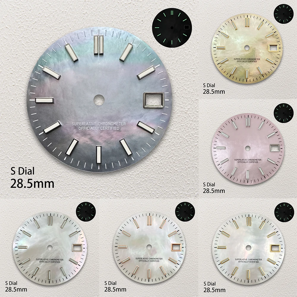 28.5mm S Logo Fritillaria Dial Fit NH35/NH36/4R/7S Japanese Movement Green Luminous Quality Dial Watch Modification Accessories
28.5mm S Logo Fritillaria Dial Fit NH35/NH36/4R/7S Japanese Movement Green Luminous Quality Dial Watch Modification Accessories