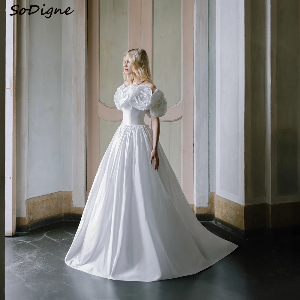 SoDigne A-line Taffeta 3D Flower Wedding Dresses Off Shoulder Bride Dress Long Wedding Gown vestidos de novia Customized
SoDigne A-line Taffeta 3D Flower Wedding Dresses Off Shoulder Bride Dress Long Wedding Gown vestidos de novia Customized