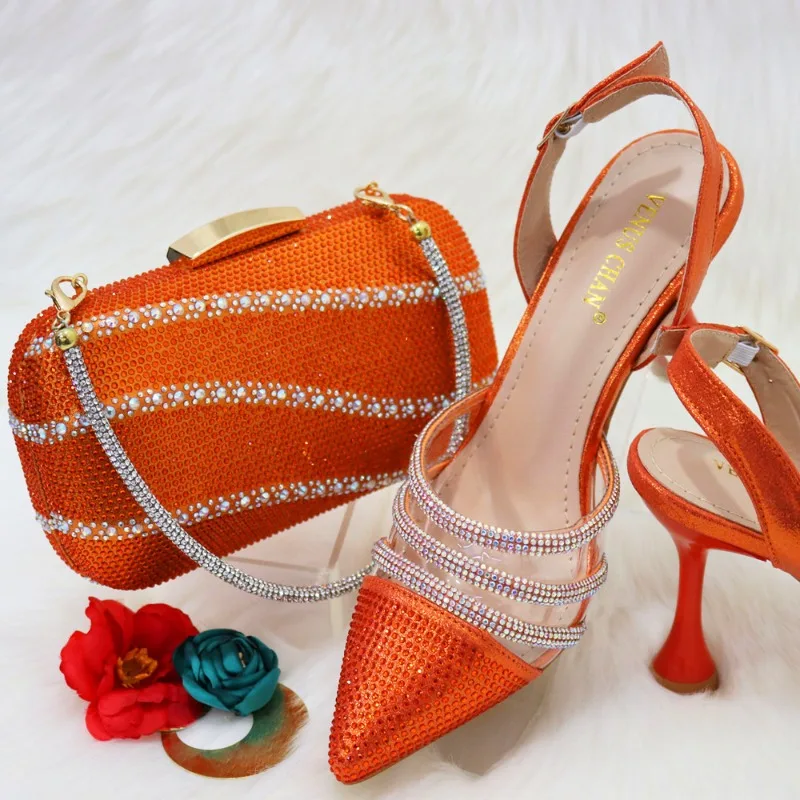 2025 Newest INS Style Orange Color Elegant High Heels Nigeria Popular Design African Ladies Shoes and Bag Set
2025 Newest INS Style Orange Color Elegant High Heels Nigeria Popular Design African Ladies Shoes and Bag Set