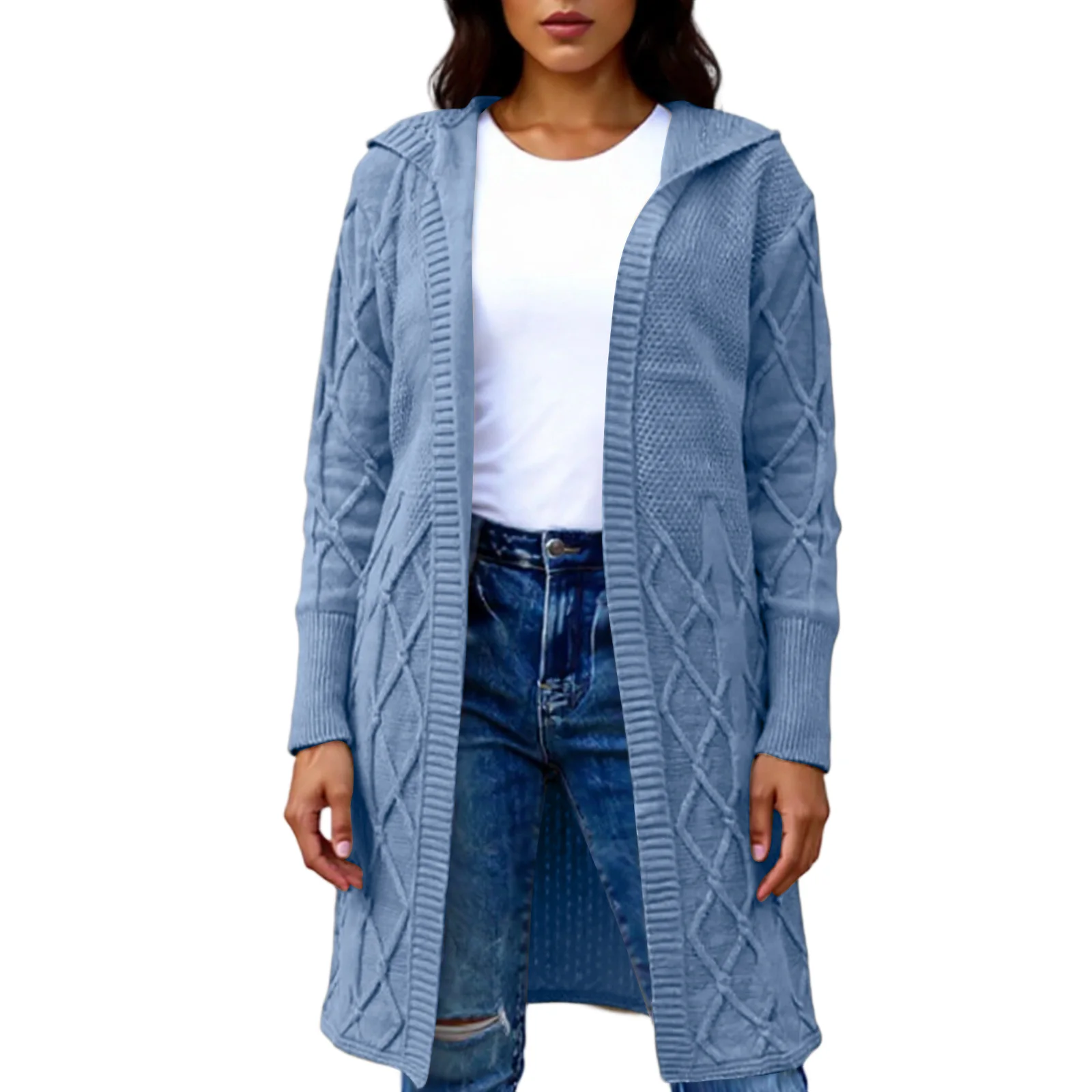 Women's Loose Knitted Mid-length Hooded Cardigan Cable Coat Autumn Winter Cardigan Sweater Jacket Trendy Knitted Trench Coats
Women's Loose Knitted Mid-length Hooded Cardigan Cable Coat Autumn Winter Cardigan Sweater Jacket Trendy Knitted Trench Coats