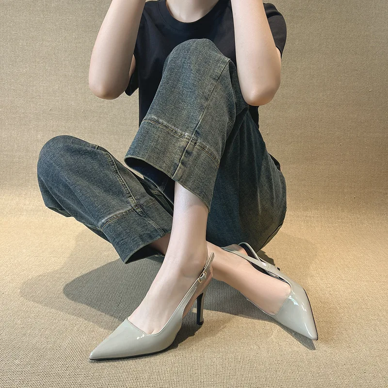 French Classic Grey Women Pointed Toe High Heel Sandals Open Back Slim Strap Party Commuter Versatile Shoes
French Classic Grey Women Pointed Toe High Heel Sandals Open Back Slim Strap Party Commuter Versatile Shoes