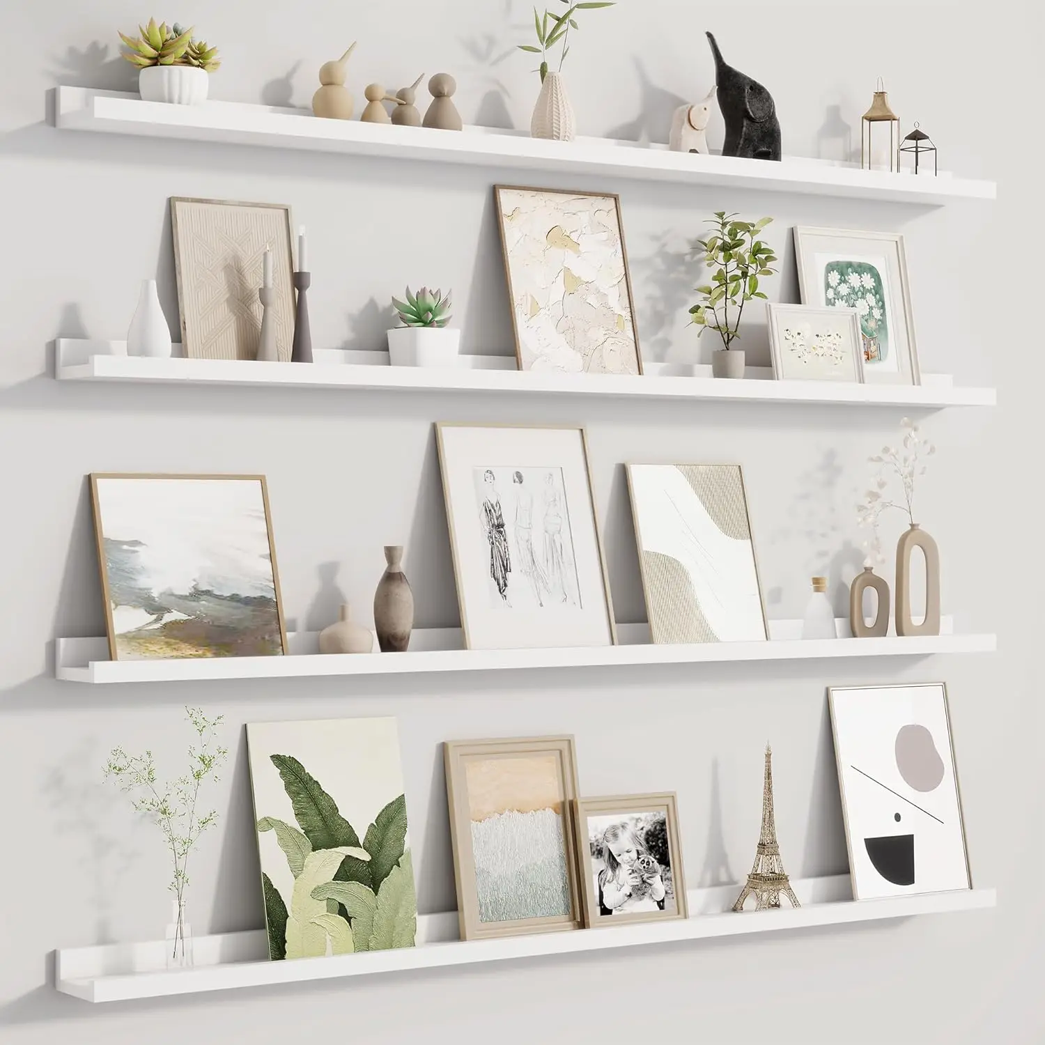 Fun Memories Picture Ledge Shelf Set of 4, 48 Inch Long Floating Shelves for Nursery Toys Storage and Books Display, White
Fun Memories Picture Ledge Shelf Set of 4, 48 Inch Long Floating Shelves for Nursery Toys Storage and Books Display, White
