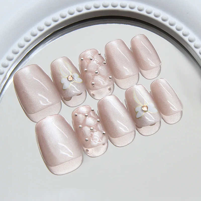 24 Pcs Square Realistic Nail Tips Ribbon Press on Nails Short Cat Eye False Nails Aesthetic Ready-made Artificial Nails Set 2025
24 Pcs Square Realistic Nail Tips Ribbon Press on Nails Short Cat Eye False Nails Aesthetic Ready-made Artificial Nails Set 2025