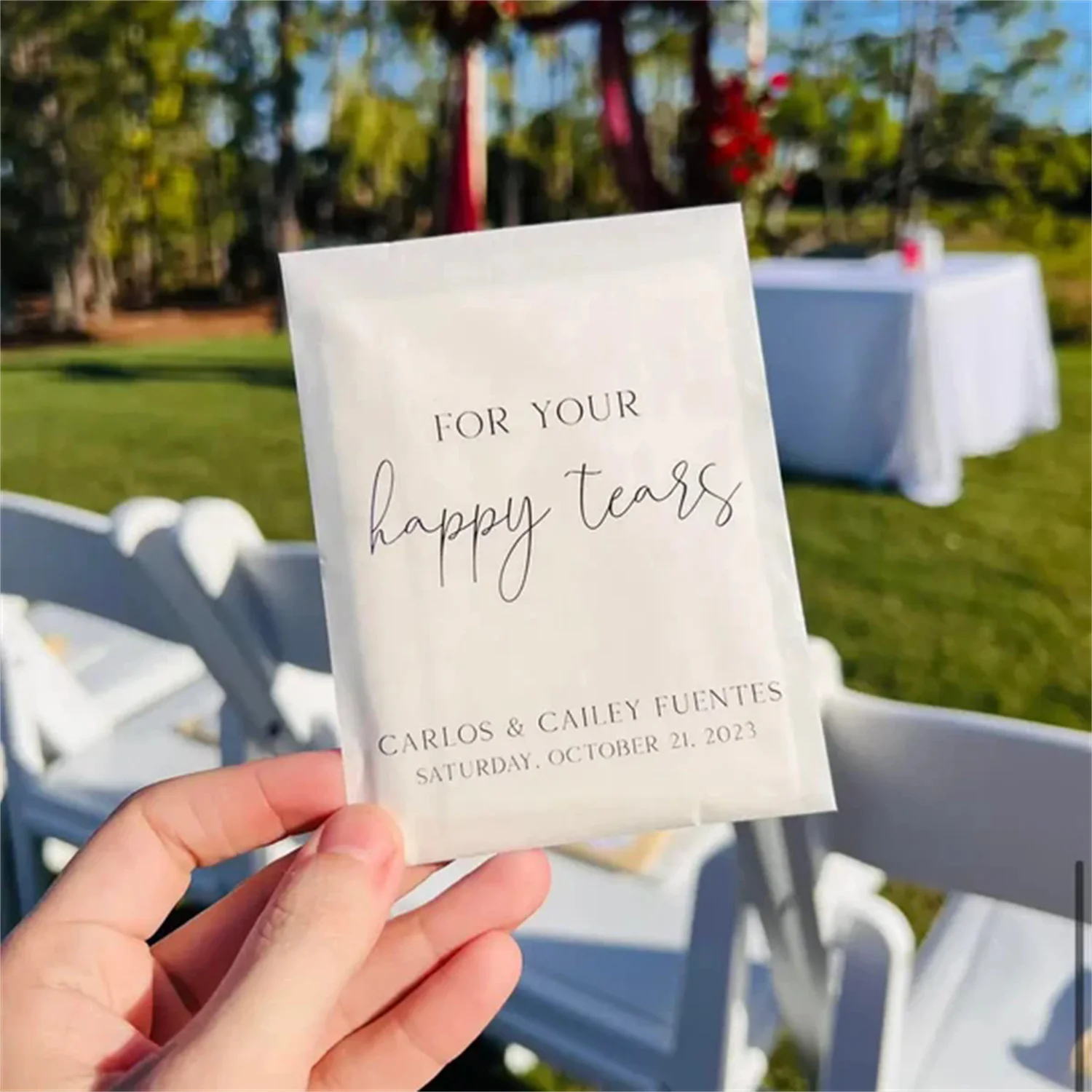 Happy Tears Wedding Tissues Packets 100% Biodegradable Glassine - Empty Wedding Tissue Bag Personalised Wedding Confetti Favours
Happy Tears Wedding Tissues Packets 100% Biodegradable Glassine - Empty Wedding Tissue Bag Personalised Wedding Confetti Favours