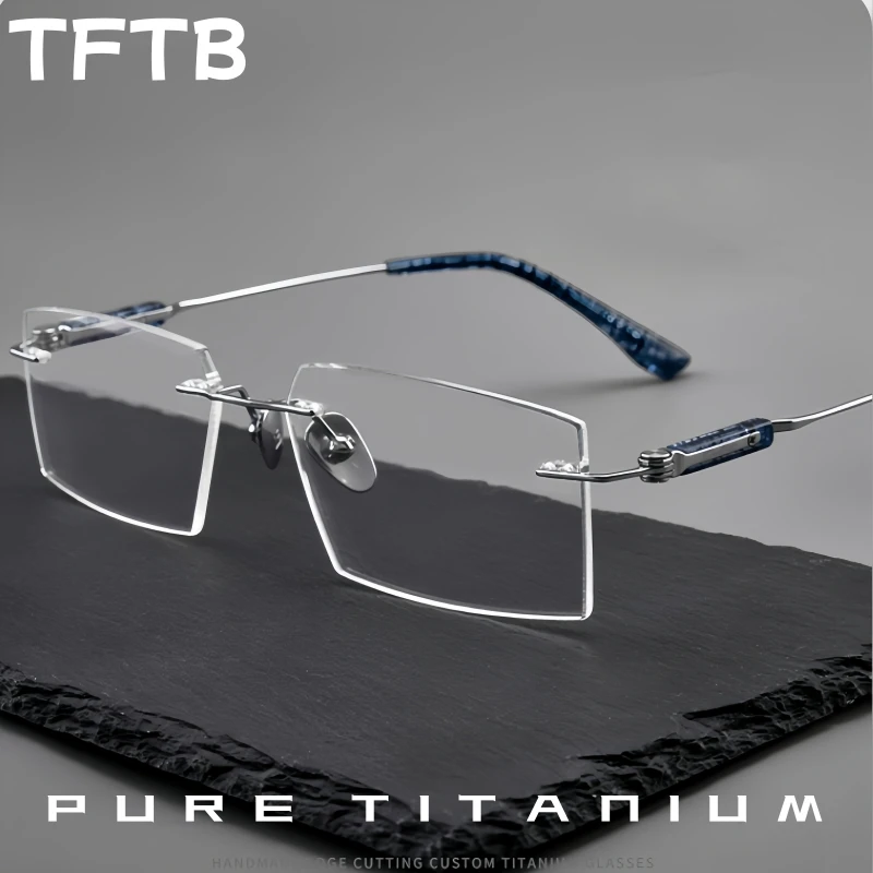 TFTB Pure Titanium Rimless Glasses Men Business Fashion Ultra-light Eyeglasses Luxury Thin Edge Optical Prescription Frame 140mm
TFTB Pure Titanium Rimless Glasses Men Business Fashion Ultra-light Eyeglasses Luxury Thin Edge Optical Prescription Frame 140mm
